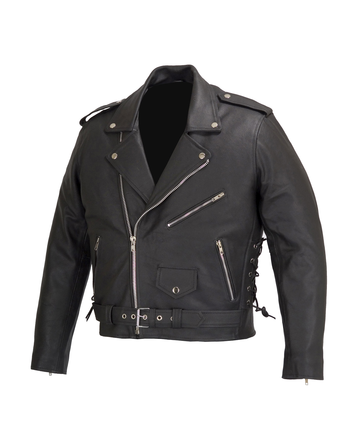 Live to Ride Eagle Embossed Classic Brando Leather Motorcycle Jacket